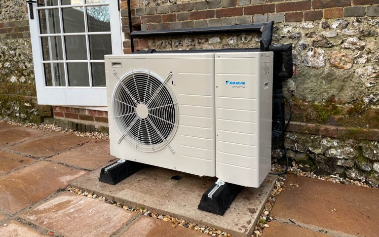 Air source heat pump installation in Durweston hunterwood heating plumbing